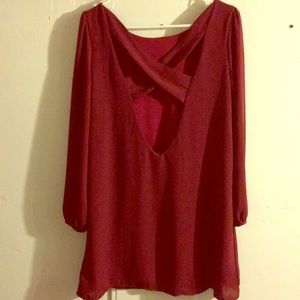 Maroon  long sleeve dress